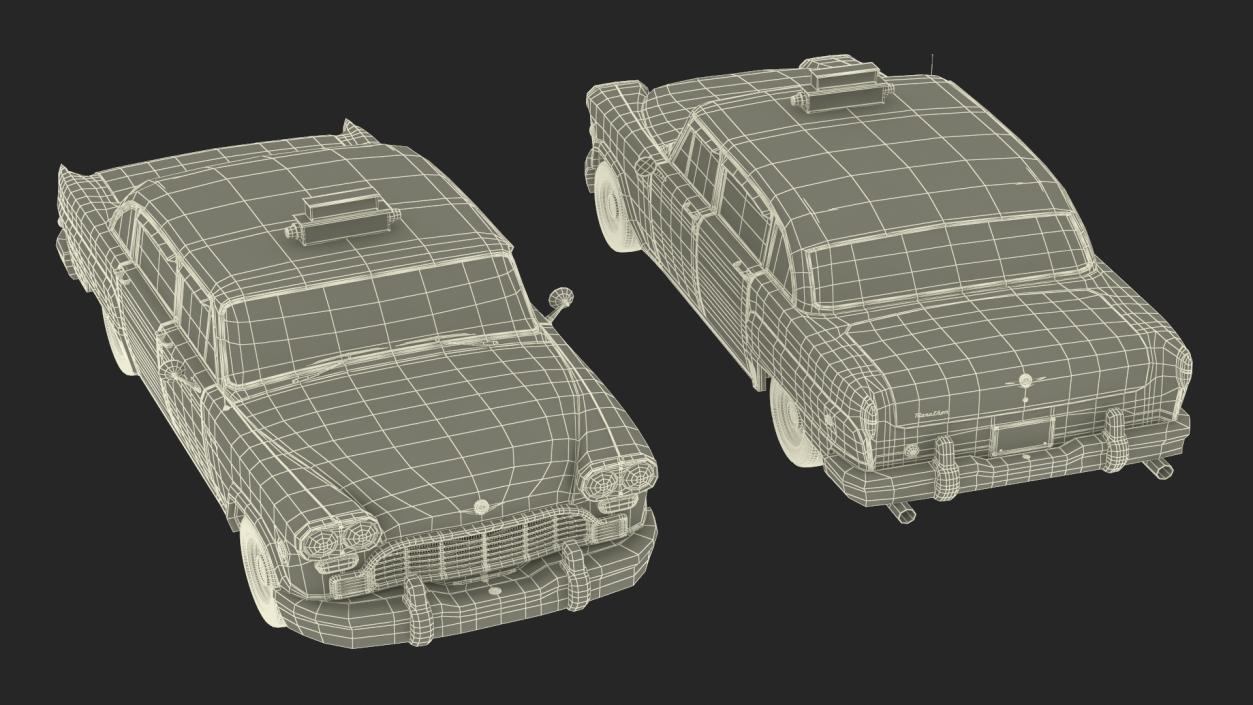 3D Retro Checker Taxi Cab Simple Interior model