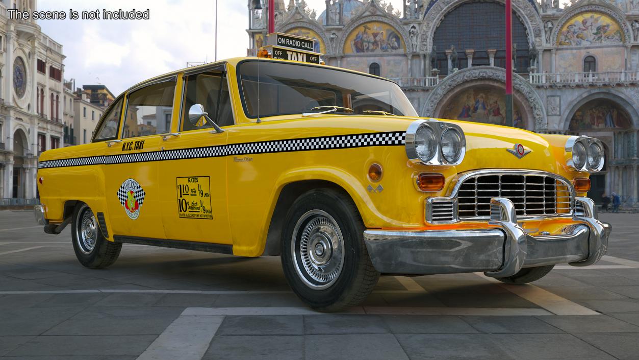 3D Retro Checker Taxi Cab Simple Interior model