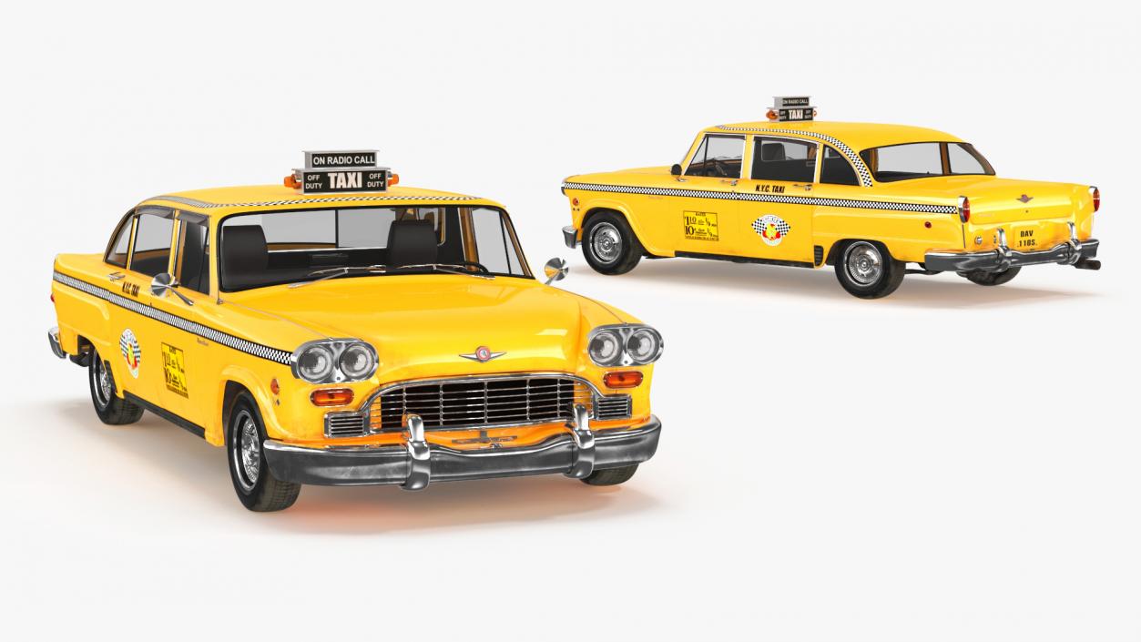 3D Retro Checker Taxi Cab Simple Interior model