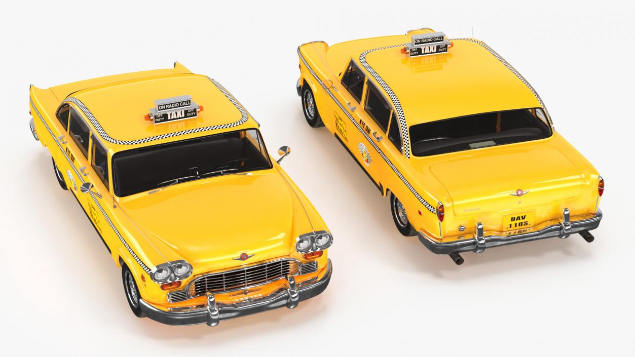 3D Retro Checker Taxi Cab Simple Interior model