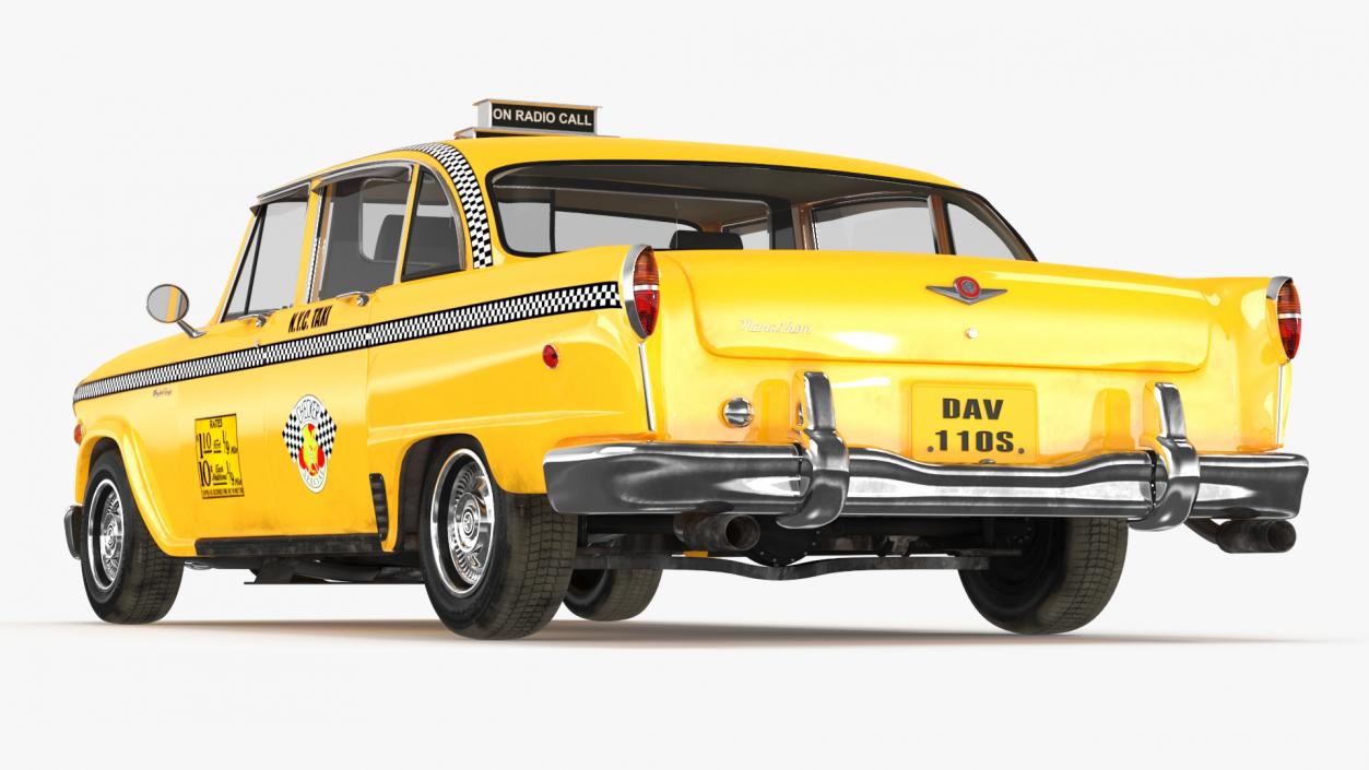 3D Retro Checker Taxi Cab Simple Interior model