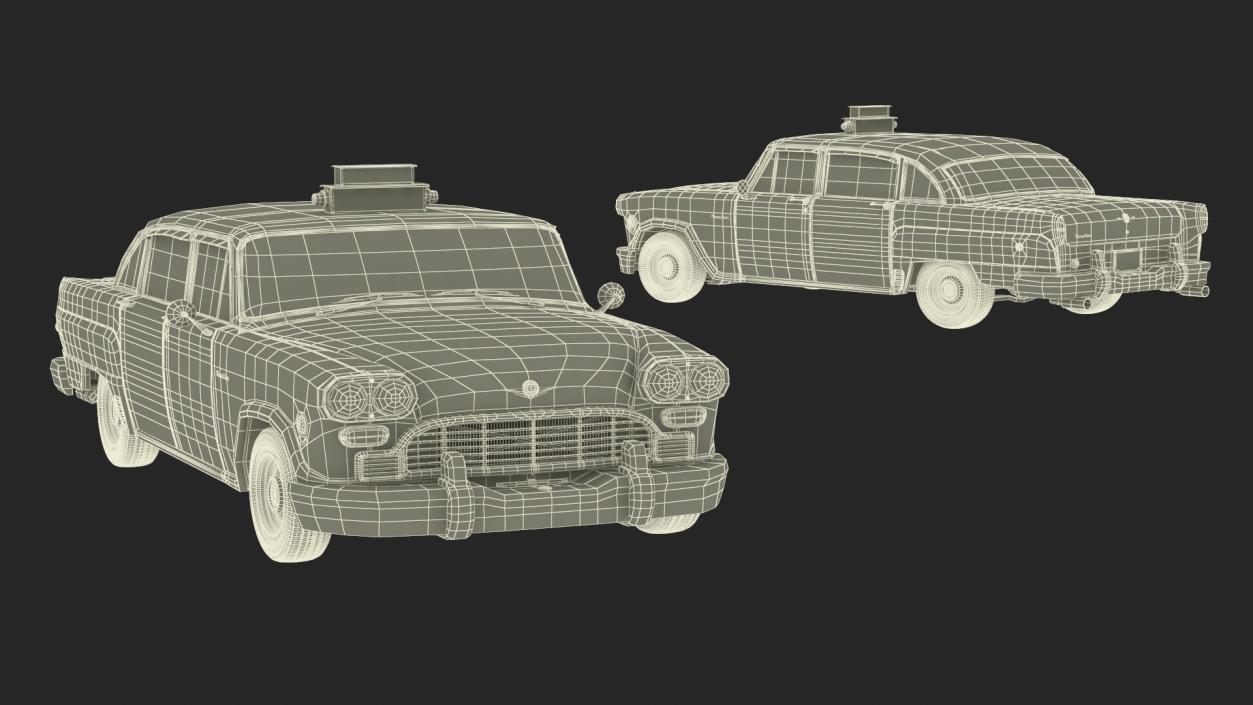 3D Retro Checker Taxi Cab Simple Interior model