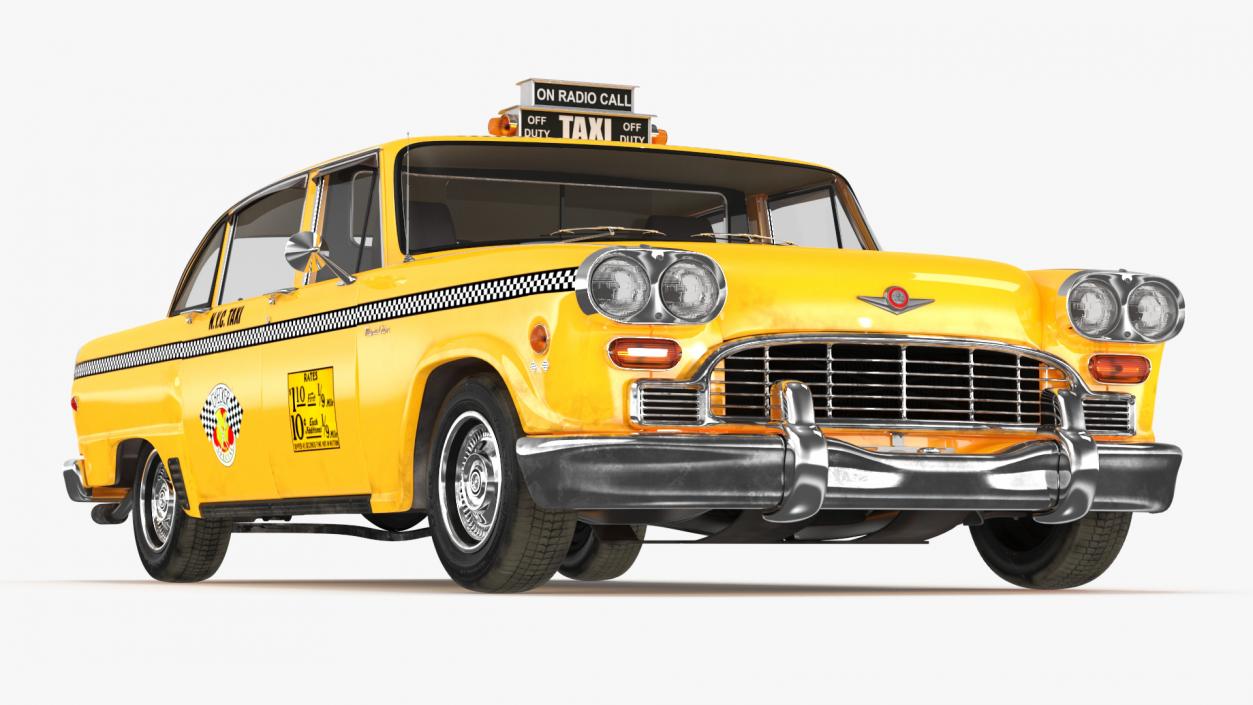 3D Retro Checker Taxi Cab Simple Interior model