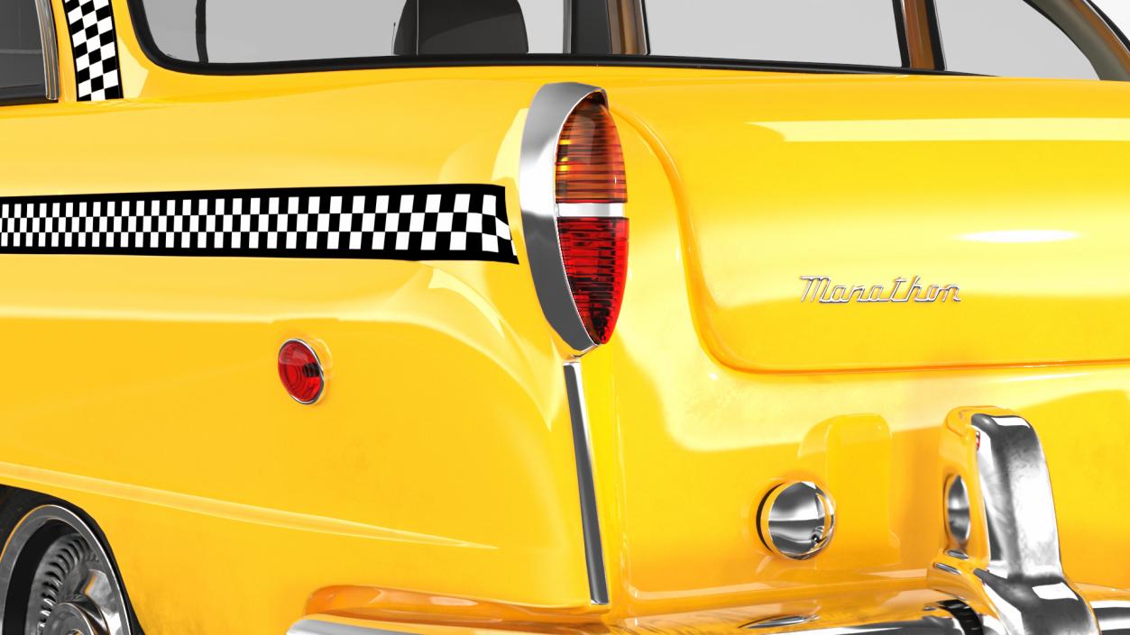 3D Retro Checker Taxi Cab Simple Interior model