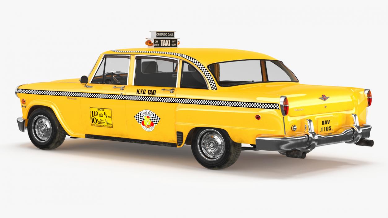 3D Retro Checker Taxi Cab Simple Interior model