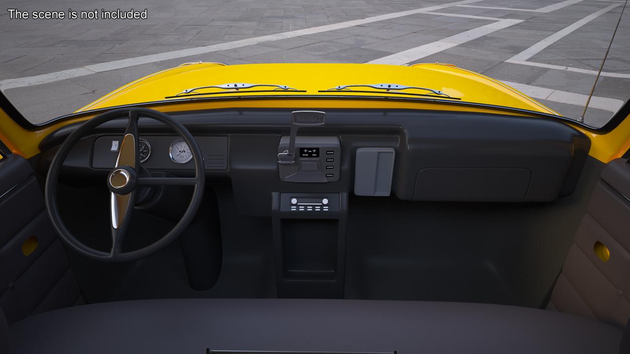 3D Retro Checker Taxi Cab Simple Interior model