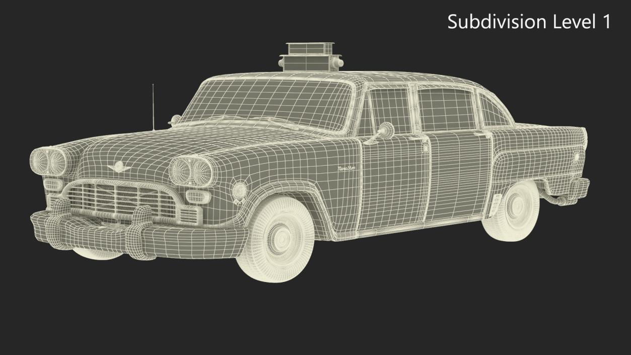 3D Retro Checker Taxi Cab Simple Interior model