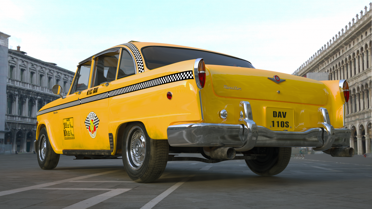 3D Retro Checker Taxi Cab Simple Interior model