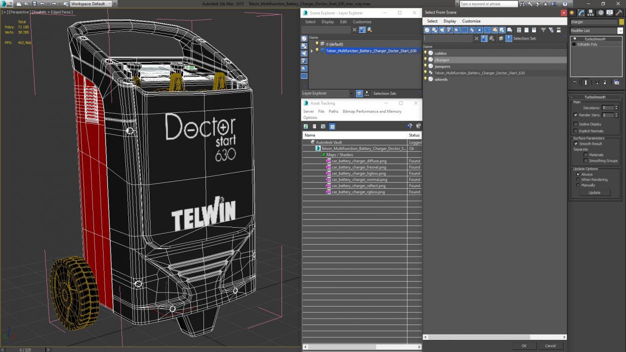 3D Telwin Multifunction Battery Charger Doctor Start 630 model