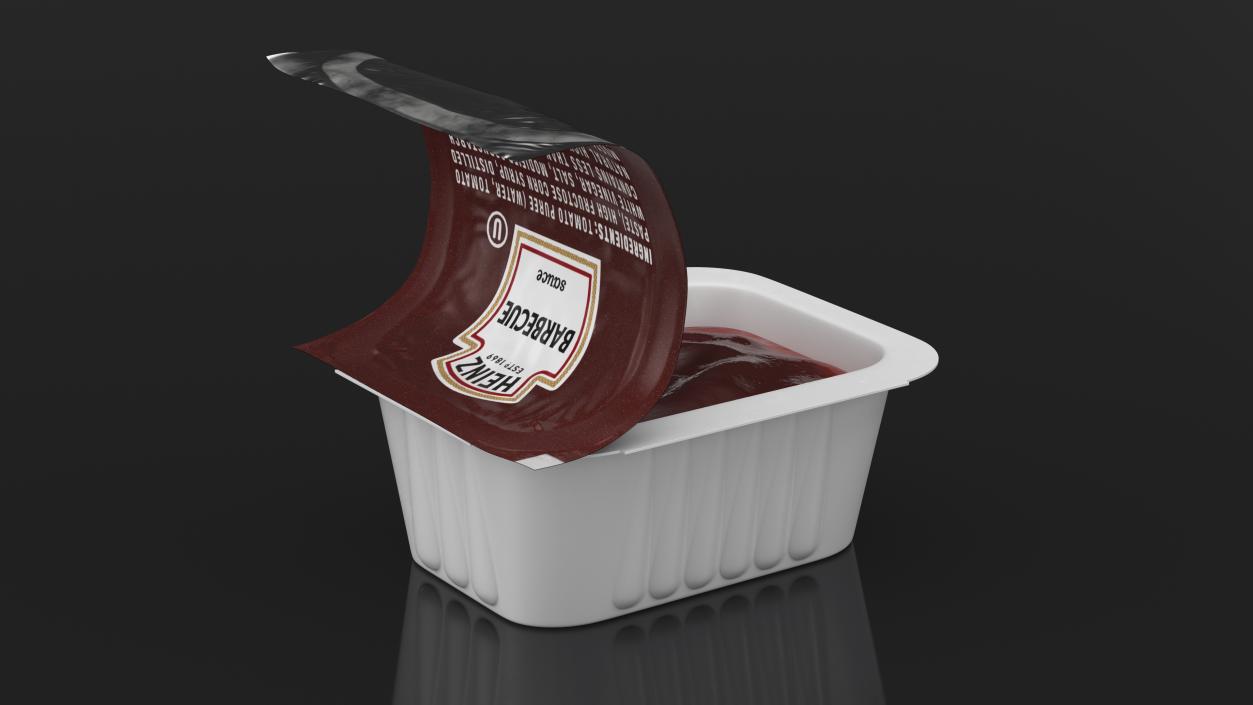 3D BBQ Sauce Pot Heinz Half Opened