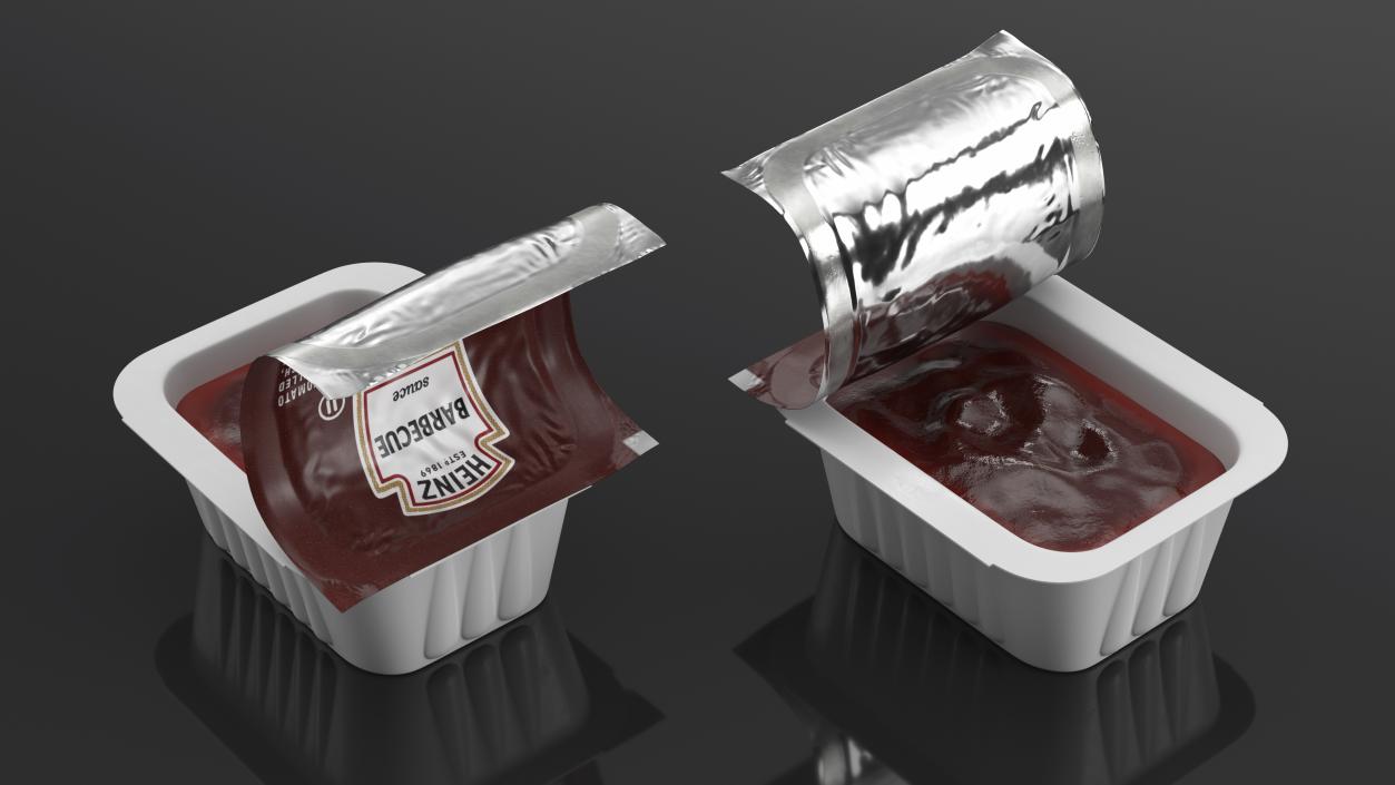 3D BBQ Sauce Pot Heinz Half Opened