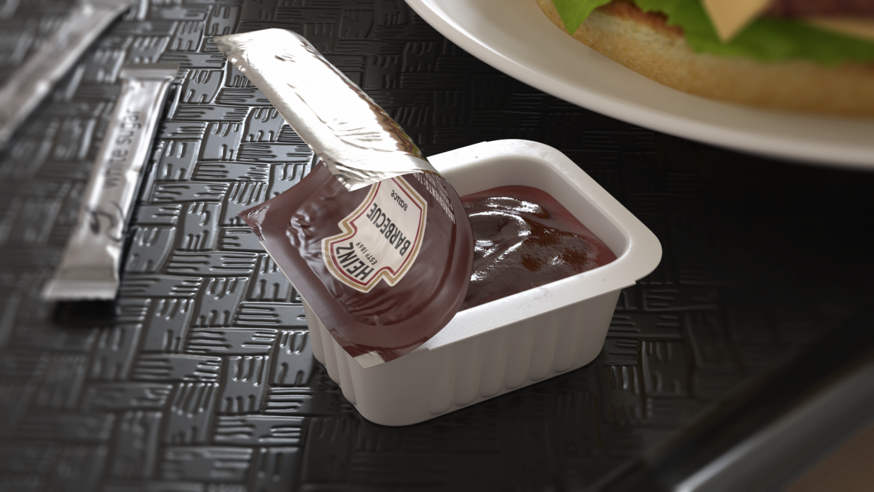 3D BBQ Sauce Pot Heinz Half Opened