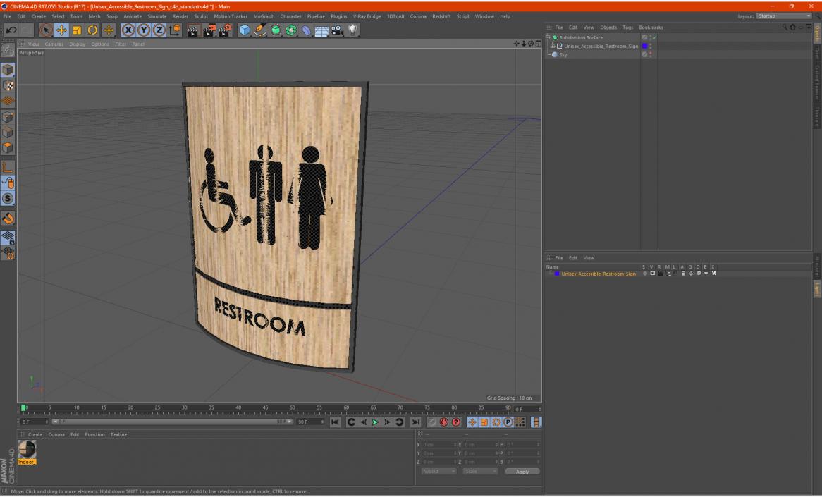 3D Unisex Accessible Restroom Sign