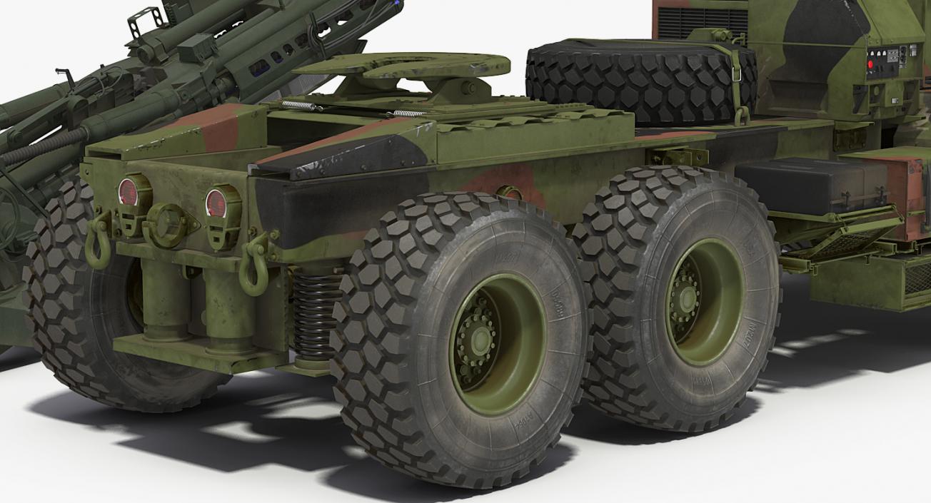 3D model Oshkosh HEMTT Truck Towing M777 Howitzer