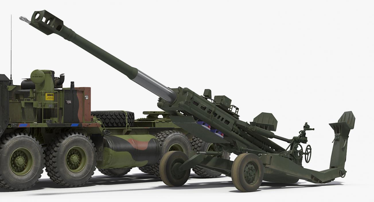 3D model Oshkosh HEMTT Truck Towing M777 Howitzer