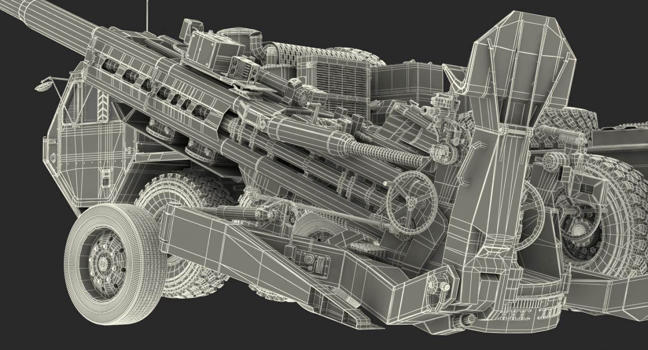 3D model Oshkosh HEMTT Truck Towing M777 Howitzer