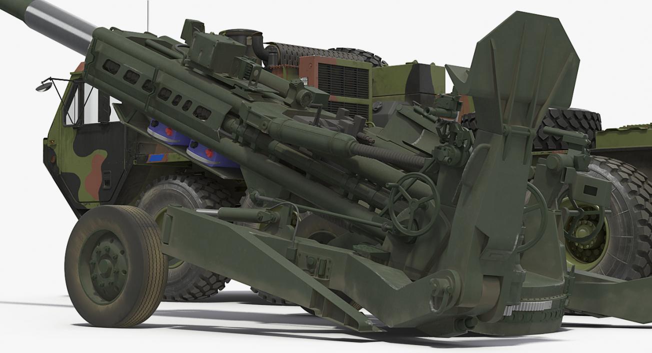 3D model Oshkosh HEMTT Truck Towing M777 Howitzer