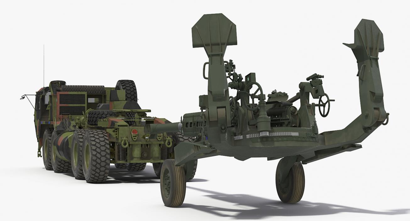 3D model Oshkosh HEMTT Truck Towing M777 Howitzer