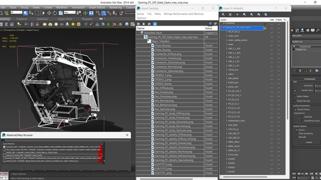 Gaming PC Off State Open 3D model