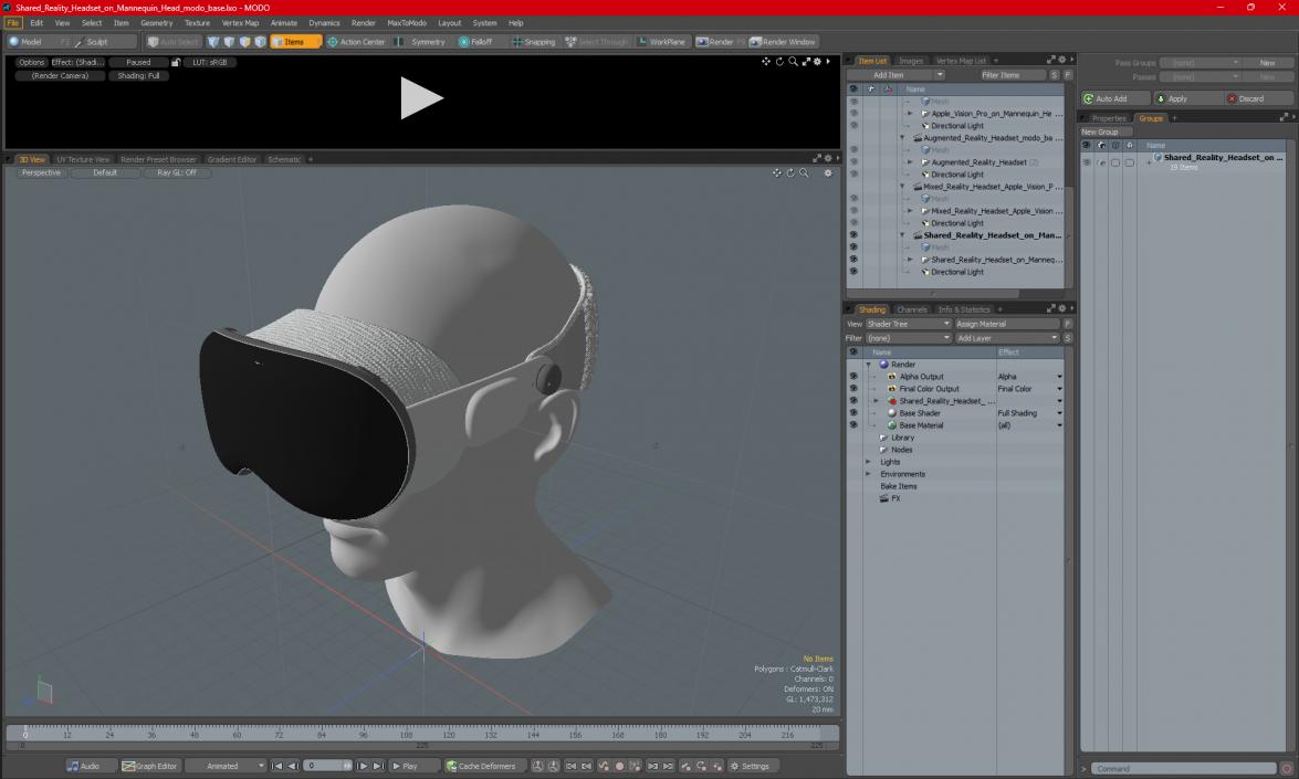 3D model Shared Reality Headset on Mannequin Head