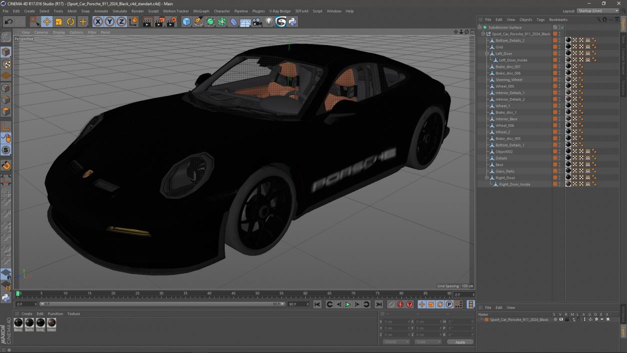 Sport Car Porsche 911 2024 Black 3D