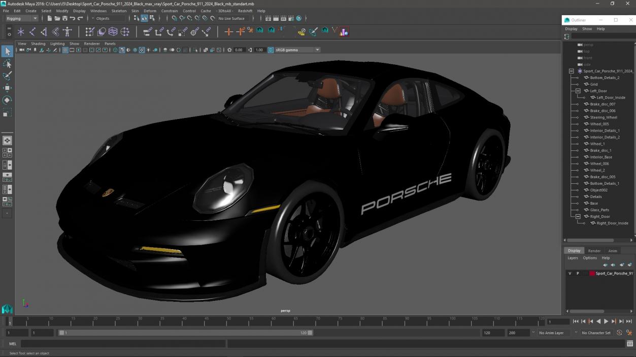 Sport Car Porsche 911 2024 Black 3D