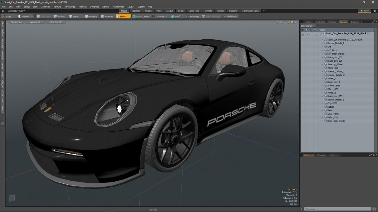 Sport Car Porsche 911 2024 Black 3D