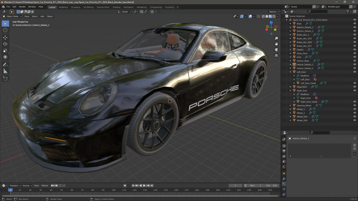 Sport Car Porsche 911 2024 Black 3D