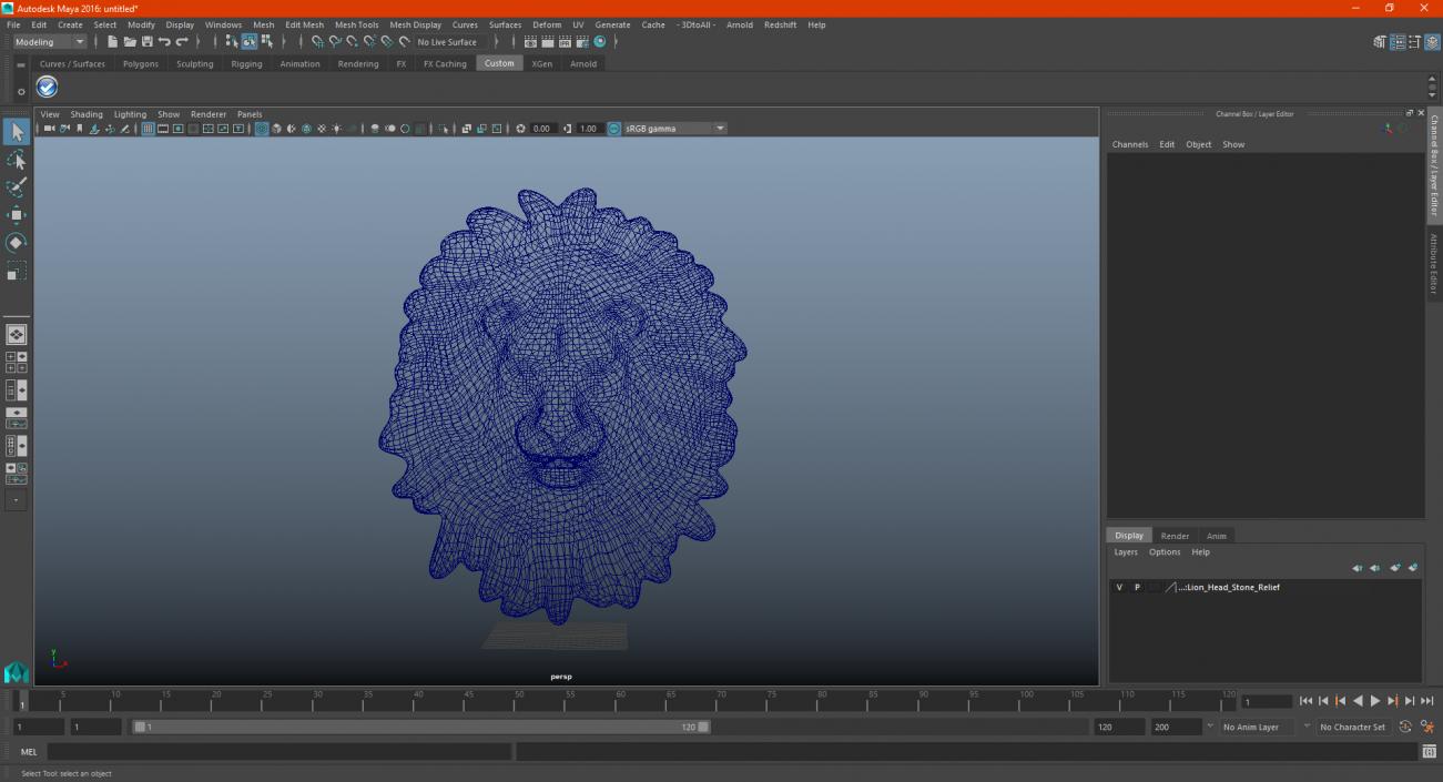 Lion Head Stone Relief 3D