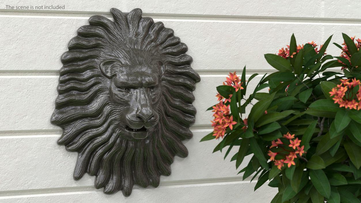 Lion Head Stone Relief 3D