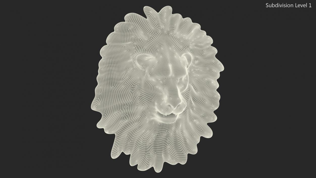 Lion Head Stone Relief 3D