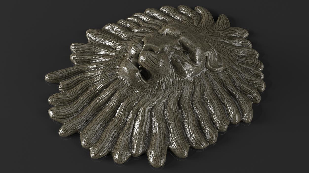 Lion Head Stone Relief 3D