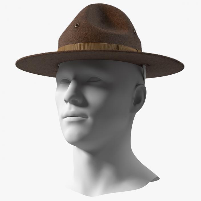 TingTingo Military Campaign Hat Brown on Mannequin Fur 3D model