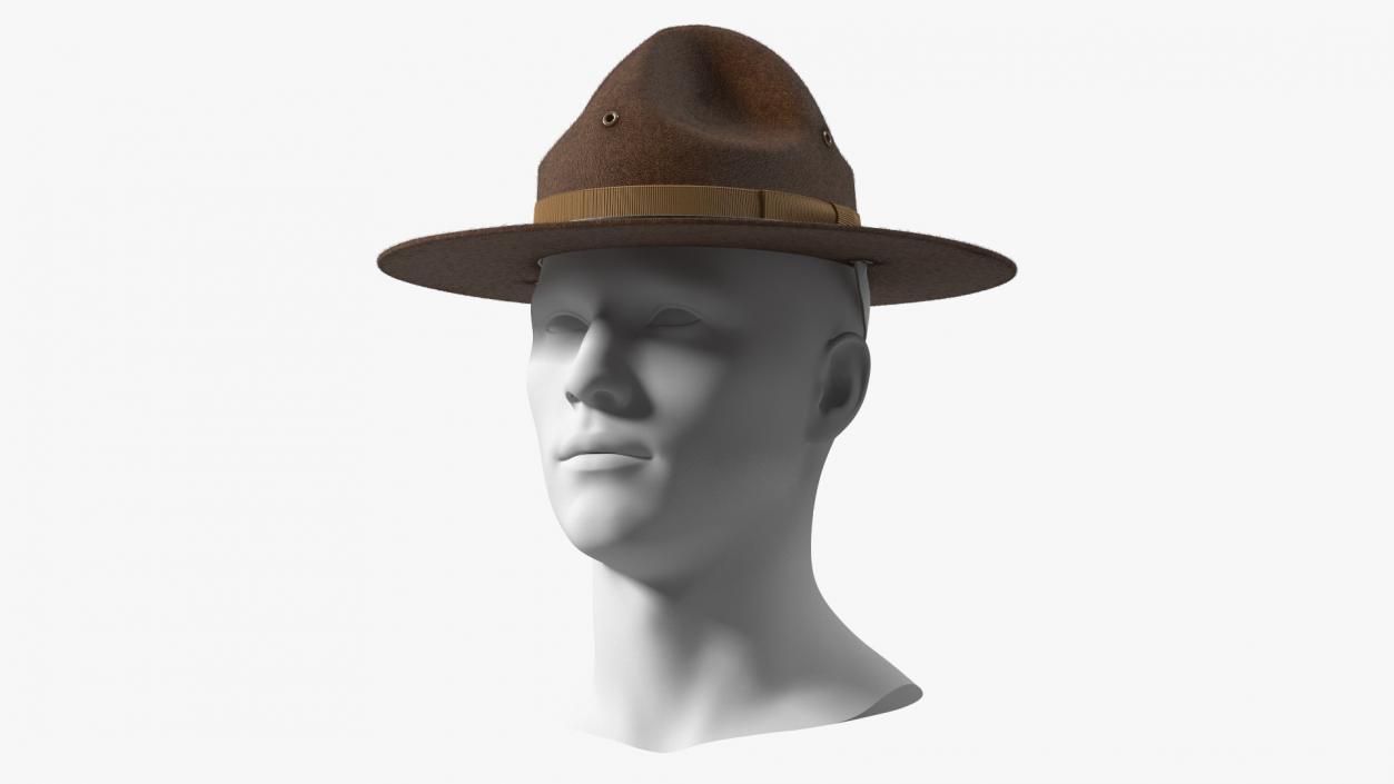 TingTingo Military Campaign Hat Brown on Mannequin Fur 3D model