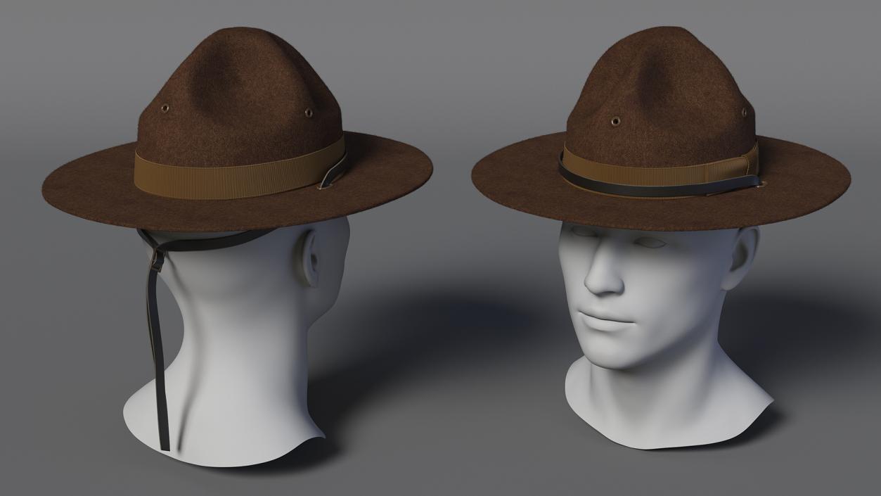 TingTingo Military Campaign Hat Brown on Mannequin Fur 3D model