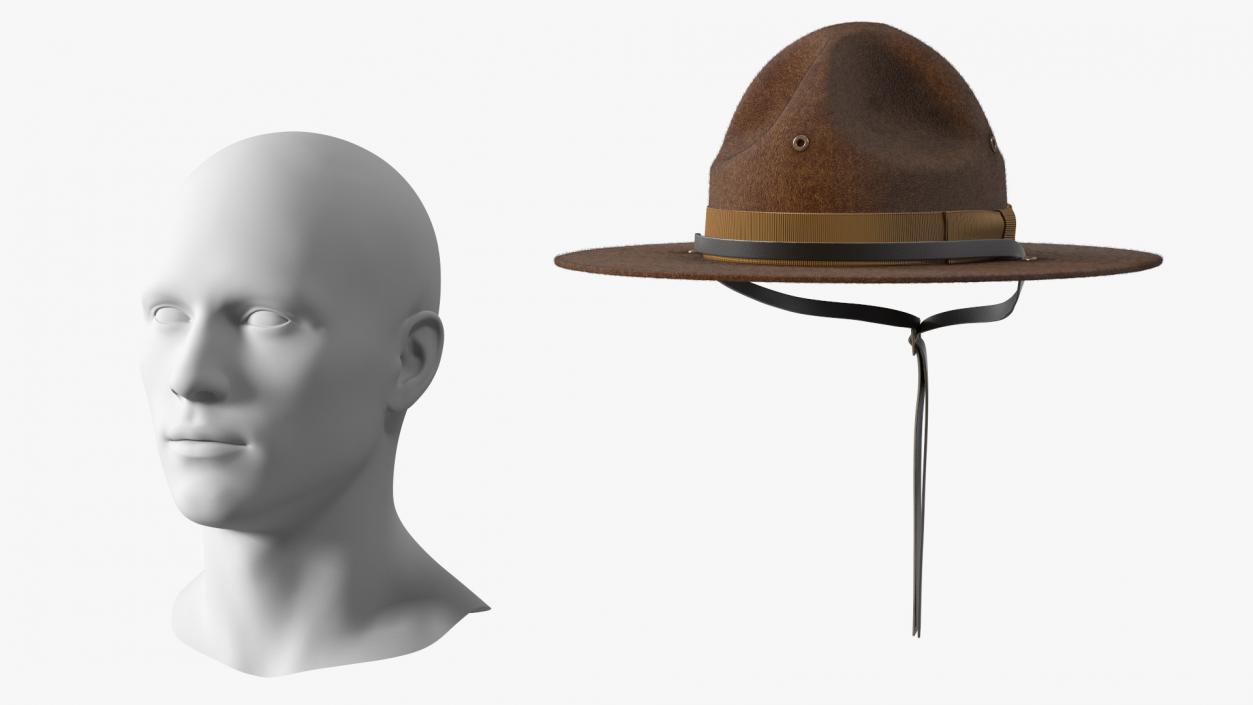 TingTingo Military Campaign Hat Brown on Mannequin Fur 3D model