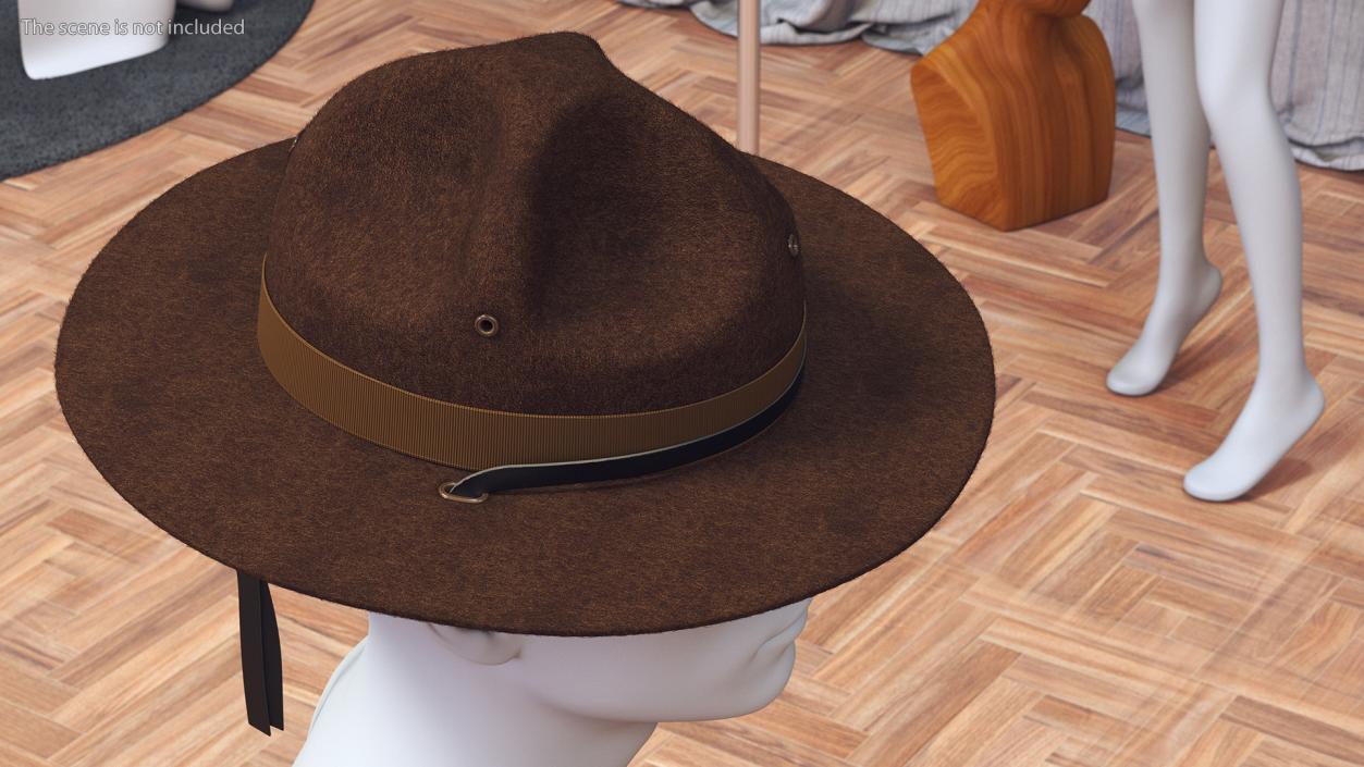 TingTingo Military Campaign Hat Brown on Mannequin Fur 3D model