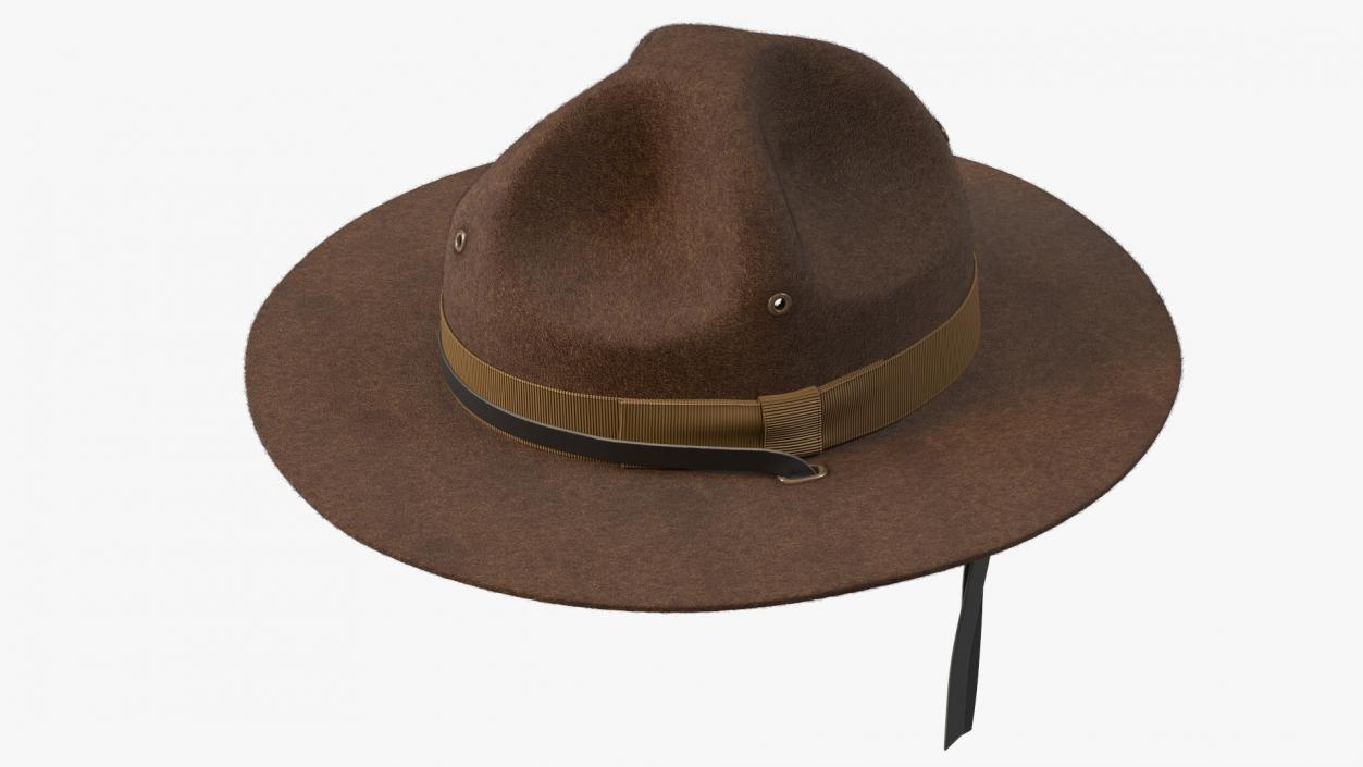 TingTingo Military Campaign Hat Brown on Mannequin Fur 3D model