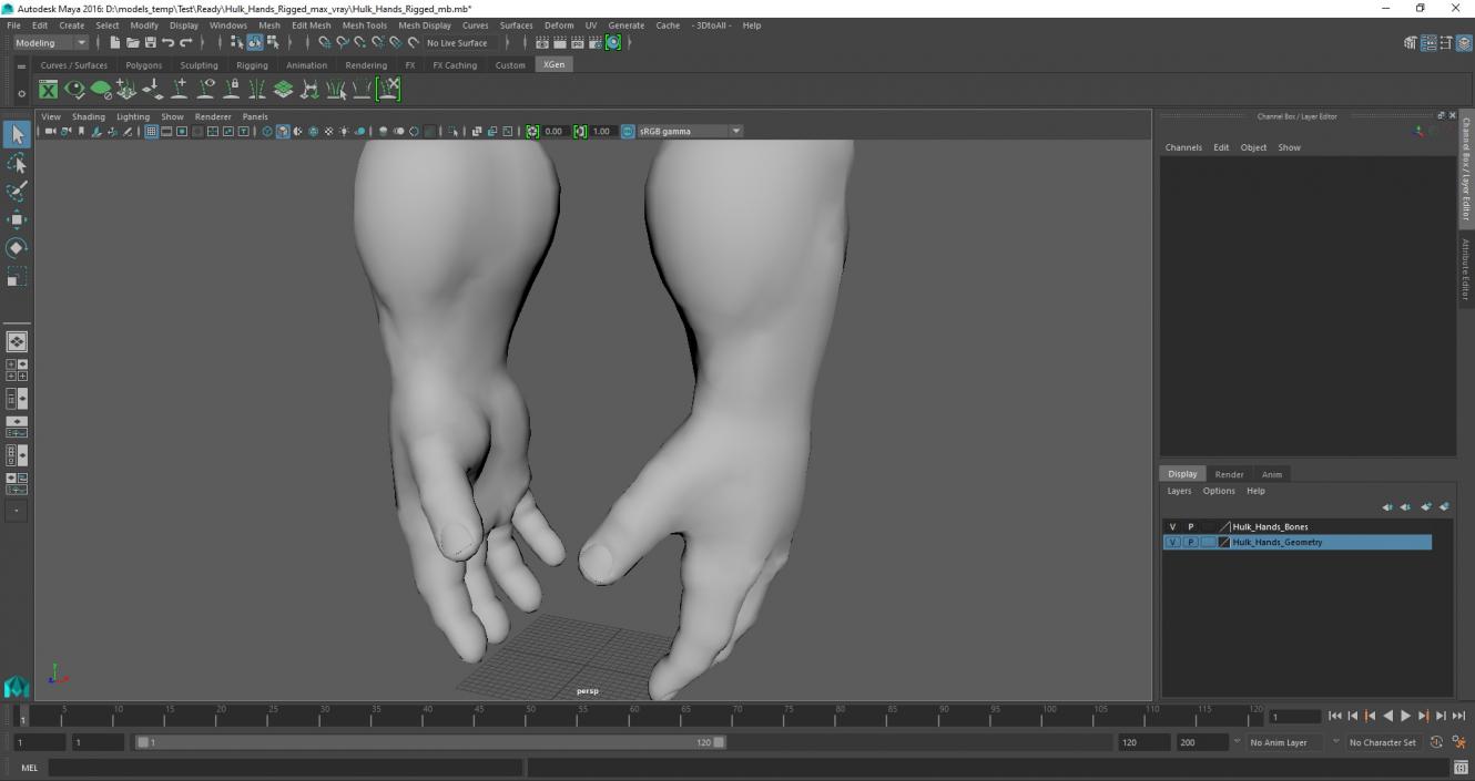 3D Hulk Hands Rigged for Maya