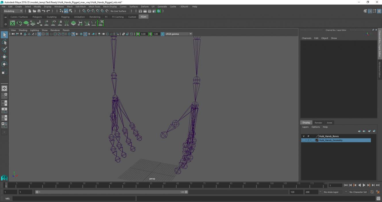 3D Hulk Hands Rigged for Maya