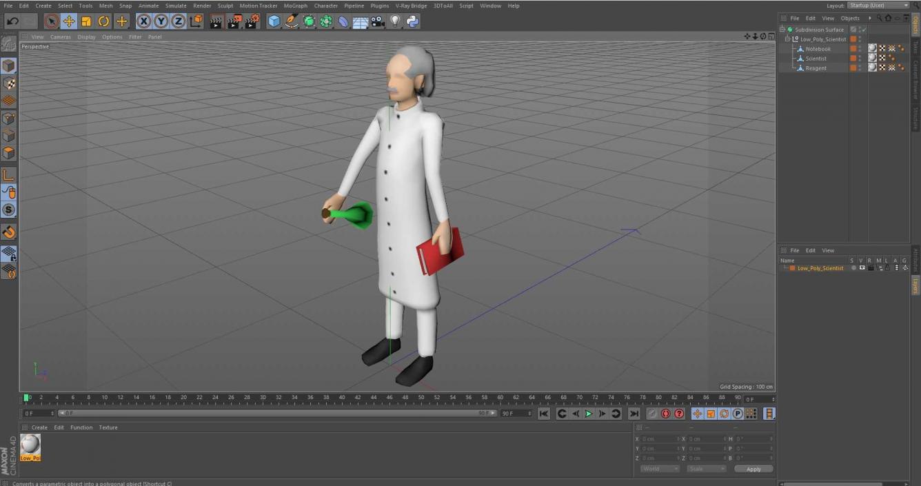 3D Low Poly Scientist model