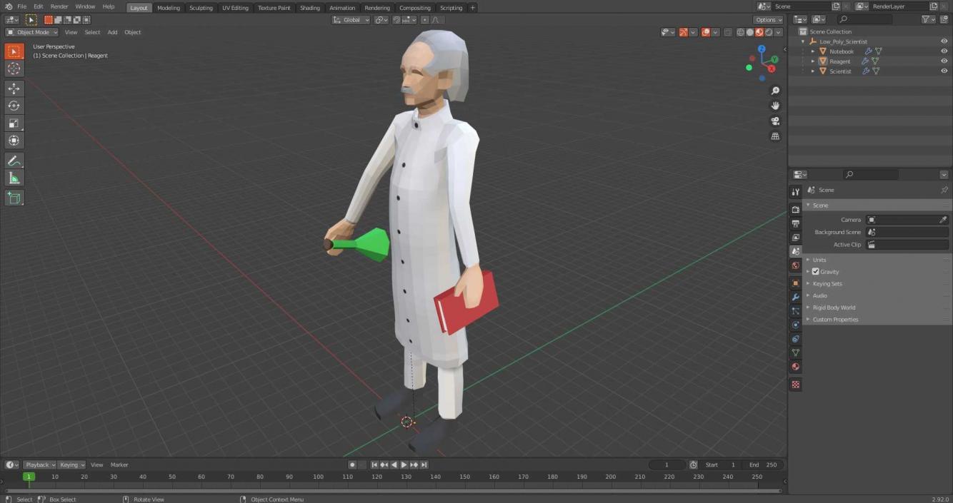 3D Low Poly Scientist model