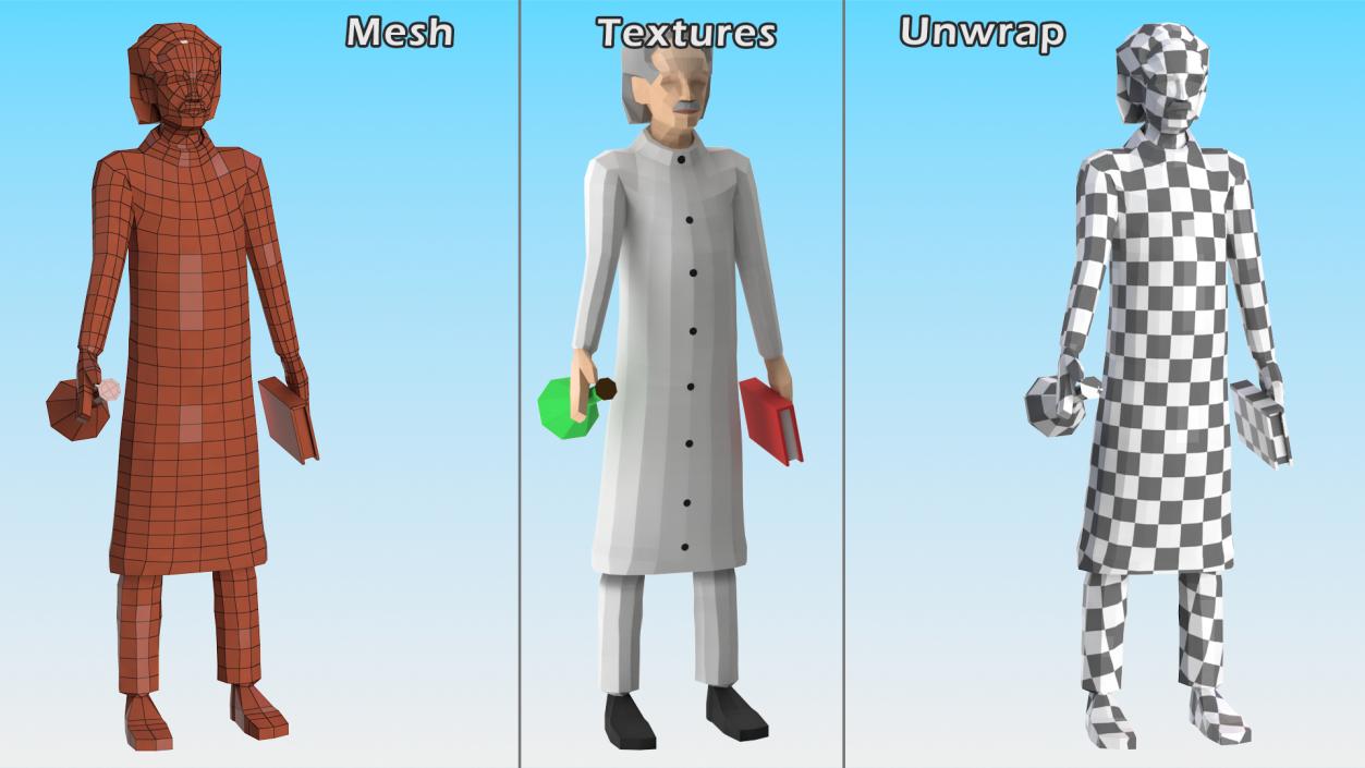 3D Low Poly Scientist model