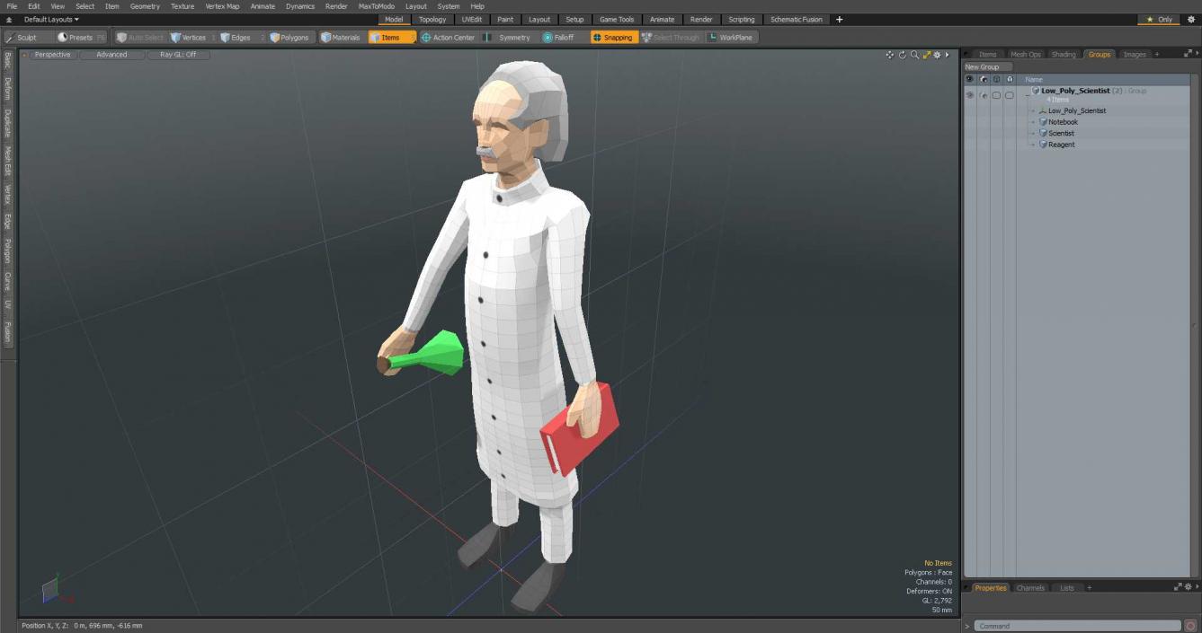 3D Low Poly Scientist model