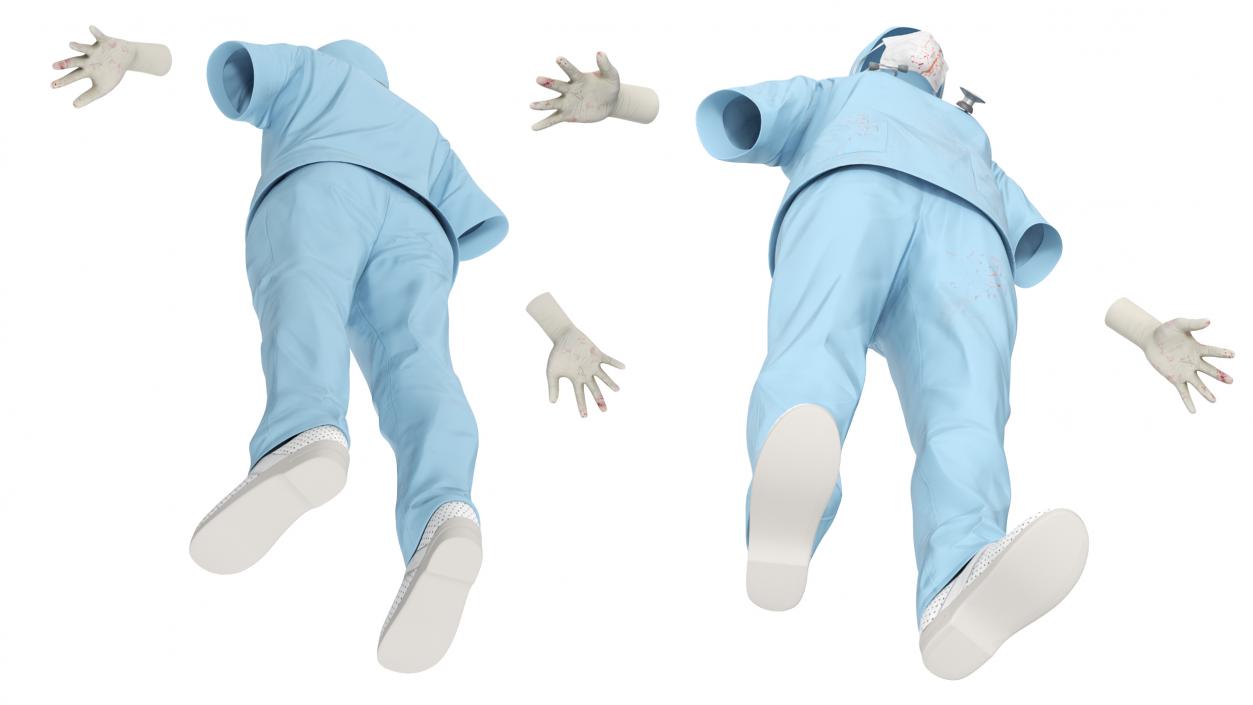 3D Surgeon Uniform Scrubs with Bloodstains with Stethoscope