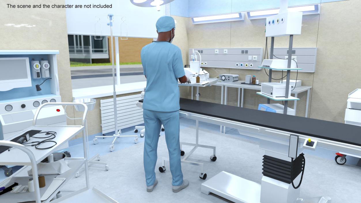 3D Surgeon Uniform Scrubs with Bloodstains with Stethoscope