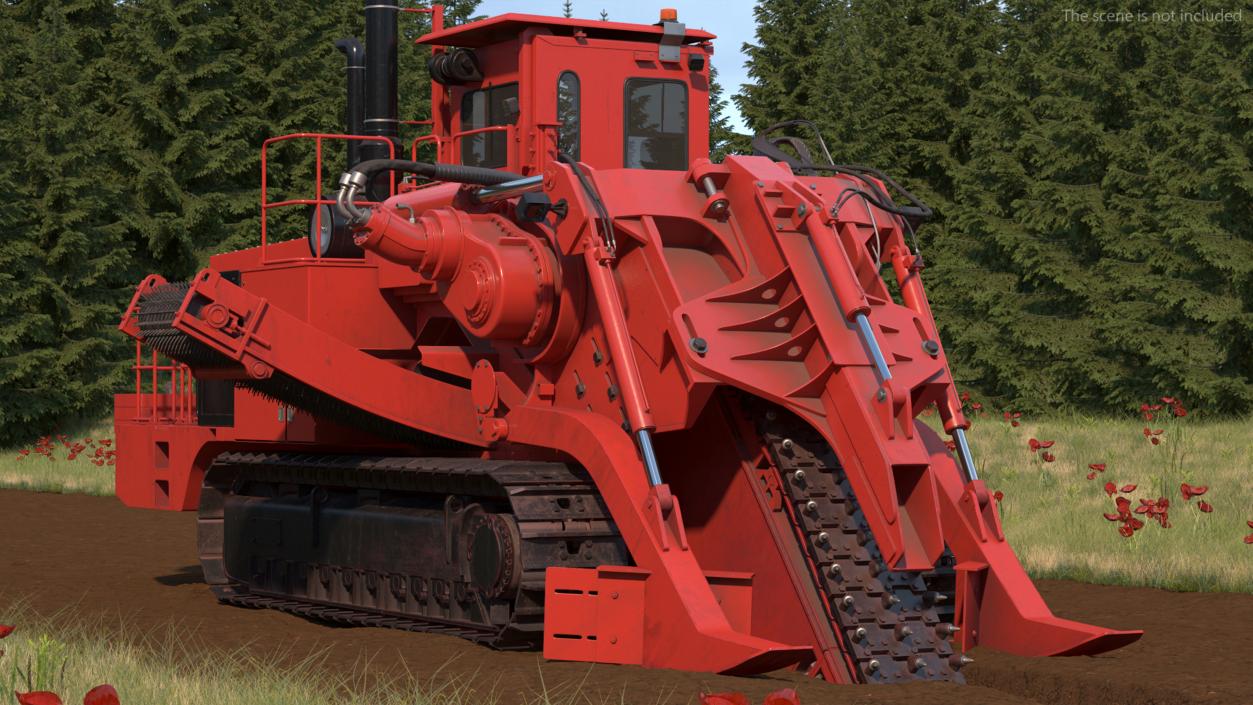 3D model Trencher Red Dirty Rigged