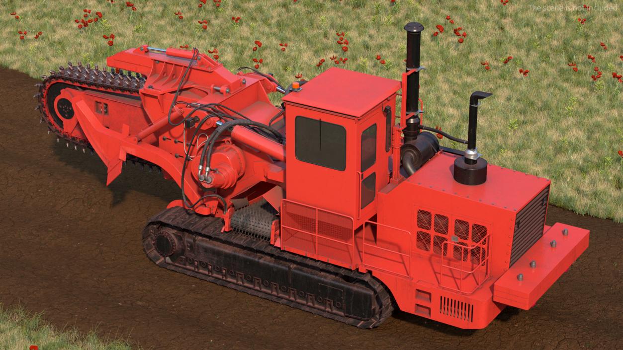 3D model Trencher Red Dirty Rigged