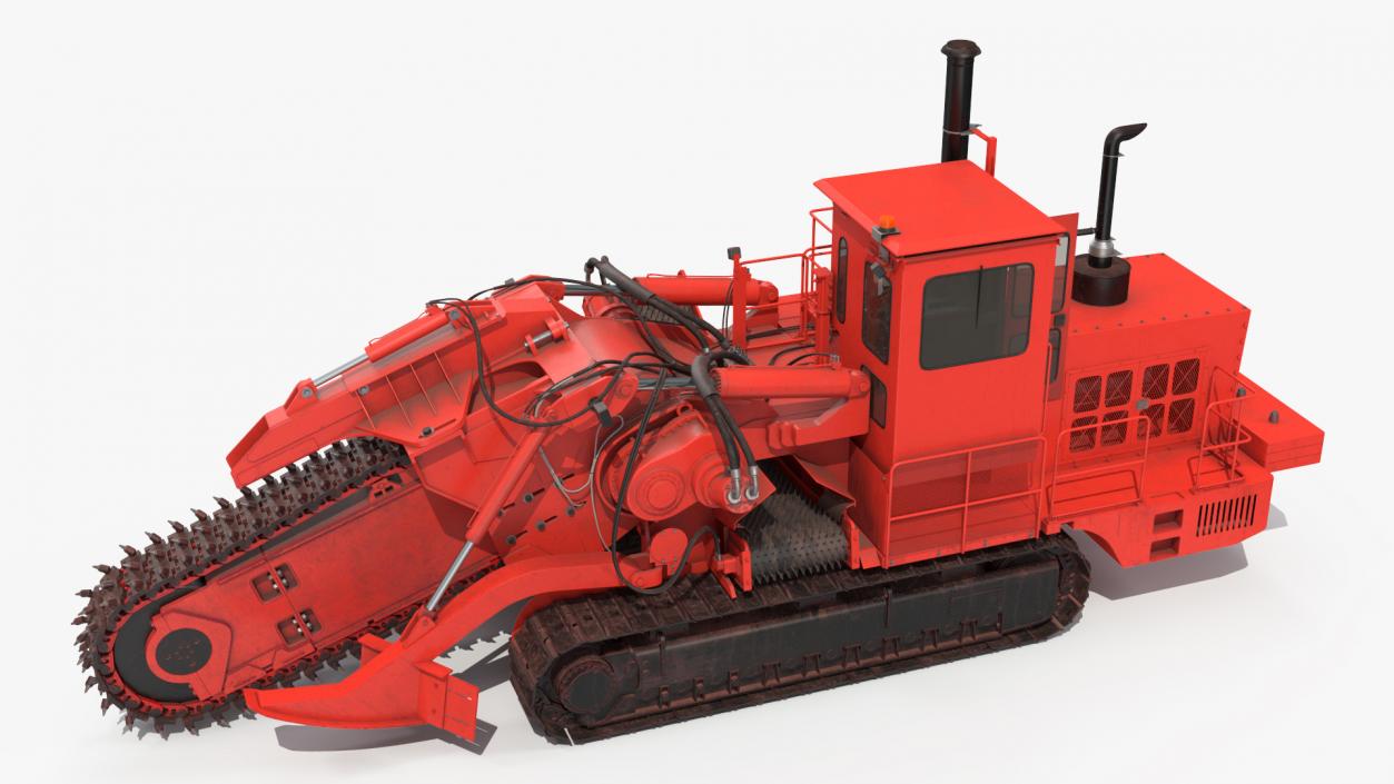 3D model Trencher Red Dirty Rigged