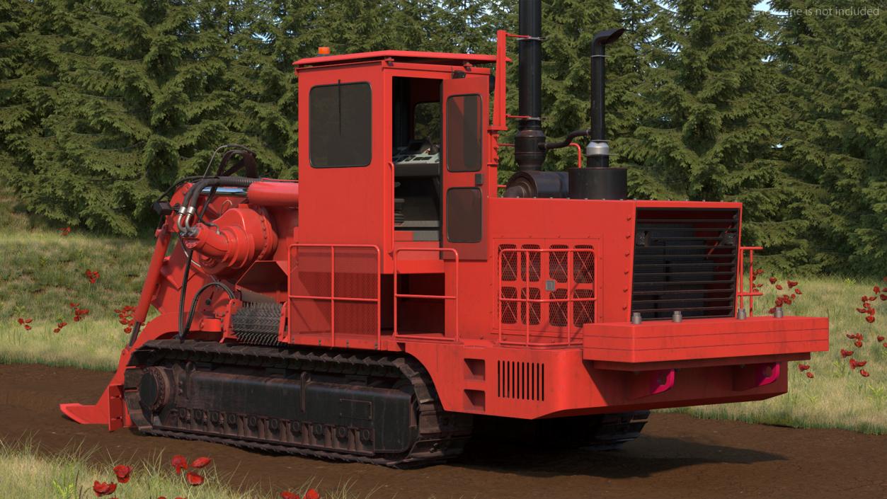 3D model Trencher Red Dirty Rigged